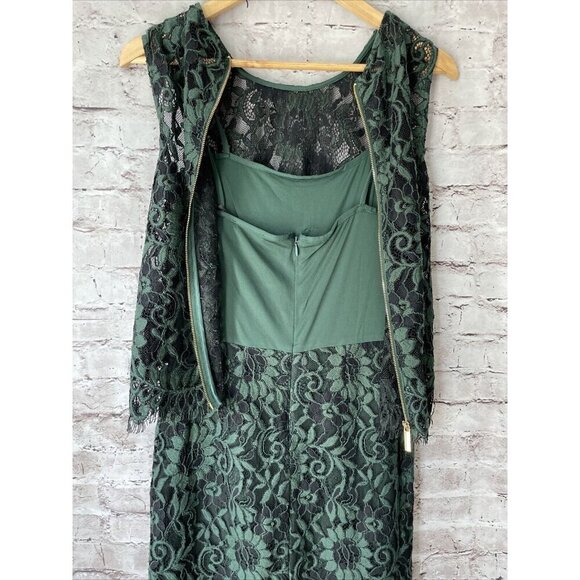 Calvin Klein Green Lace Popover Sheath Holiday Cocktail Formal Party Dress 6 - Picture 6 of 6